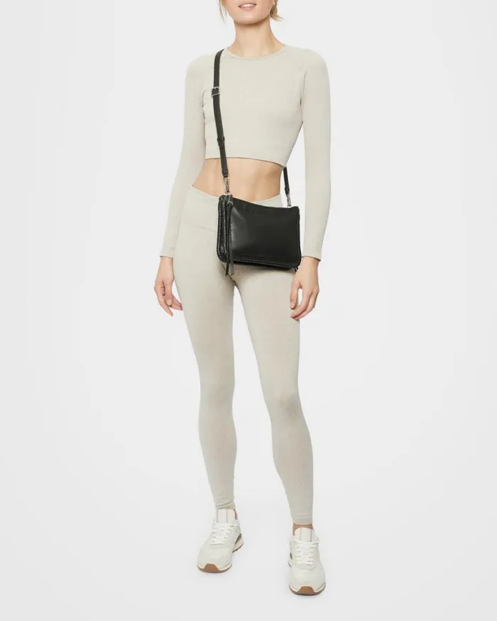 Famous Double Top Zip Crossbody Black With Silver Women Aimee Kestenberg Crossbody Bags