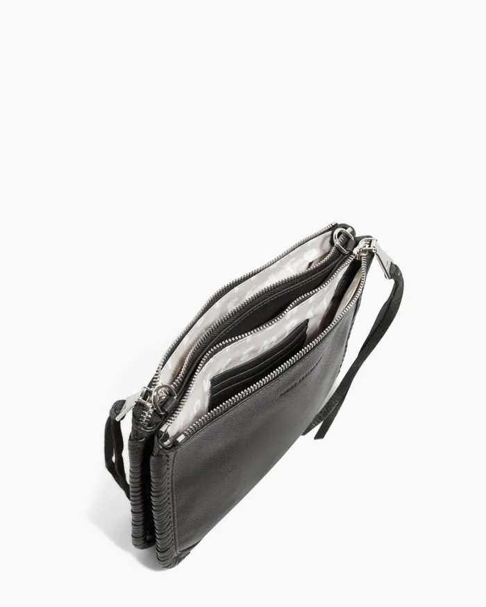 Famous Double Top Zip Crossbody Black With Silver Women Aimee Kestenberg Crossbody Bags