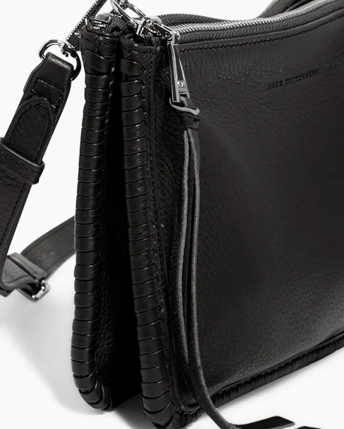 Famous Double Top Zip Crossbody Black With Silver Women Aimee Kestenberg Crossbody Bags