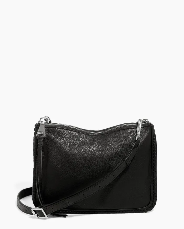 Famous Double Top Zip Crossbody Black With Silver Women Aimee Kestenberg Crossbody Bags