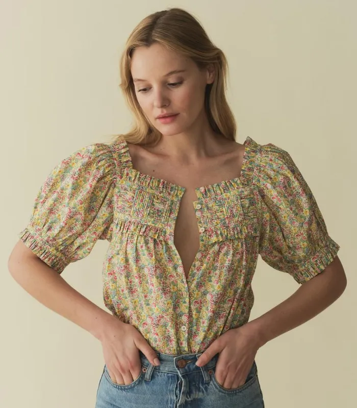 FARLEY TOP Chrysanthemum Sky Floral Shop DEN Tops