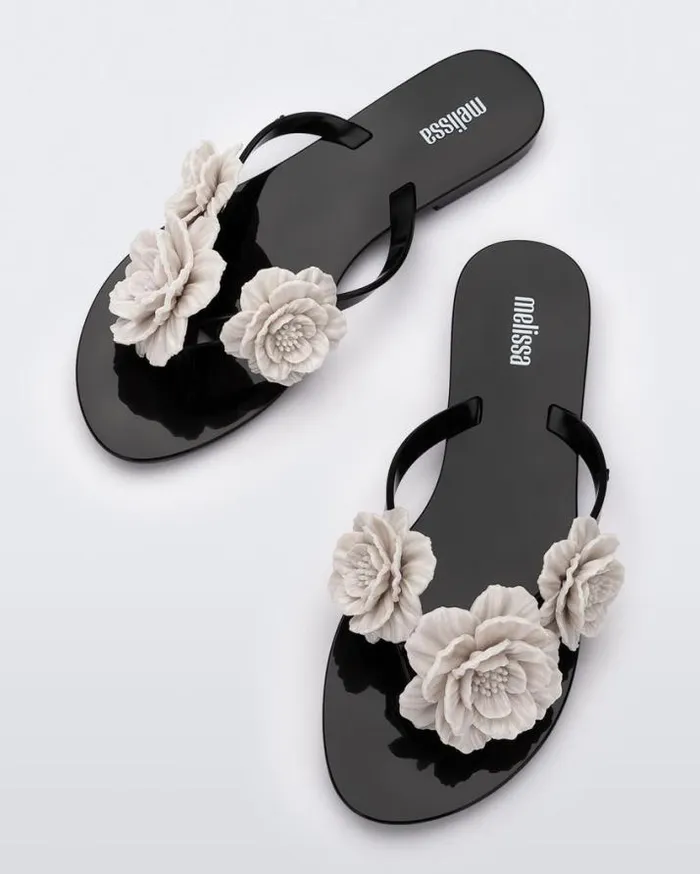 Flip Flops Women Melissa Harmonic Springtime Blackbeige
