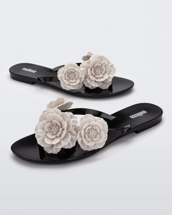 Flip Flops Women Melissa Harmonic Springtime Blackbeige