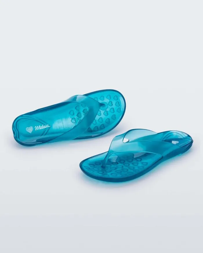 Flip Flops Women Melissa Real Jelly Flip Flop Clear Blue