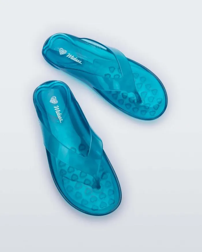 Flip Flops Women Melissa Real Jelly Flip Flop Clear Blue