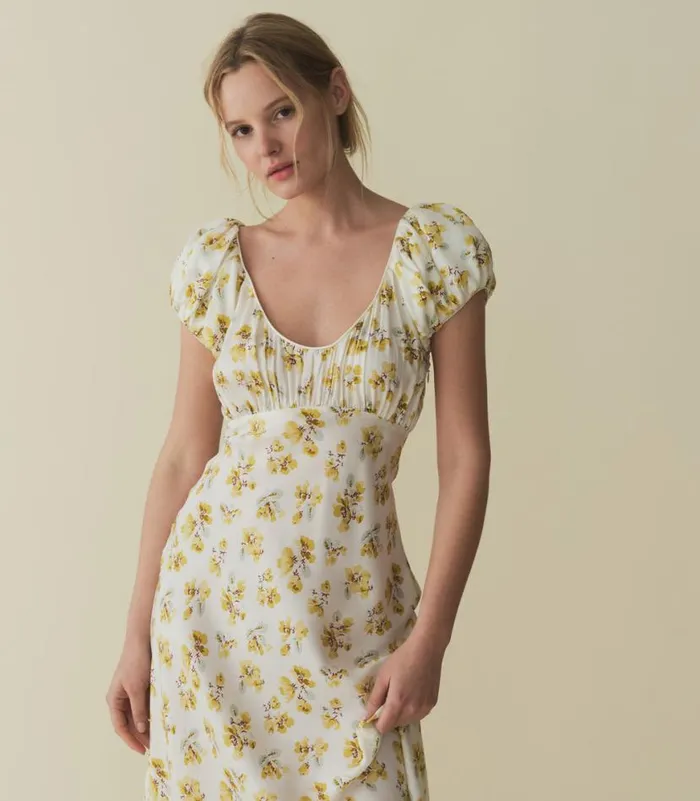 FLORENCIA DRESS Gold Frolicking Floral Shop DEN Dresses