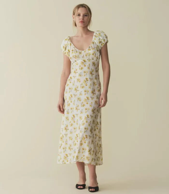 FLORENCIA DRESS Gold Frolicking Floral Shop DEN Dresses