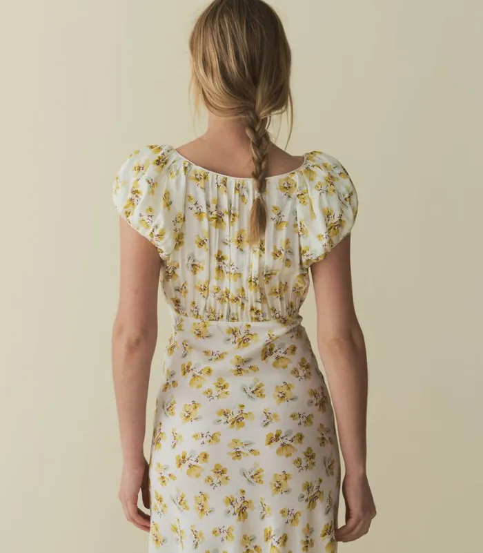 FLORENCIA DRESS Gold Frolicking Floral Shop DEN Dresses