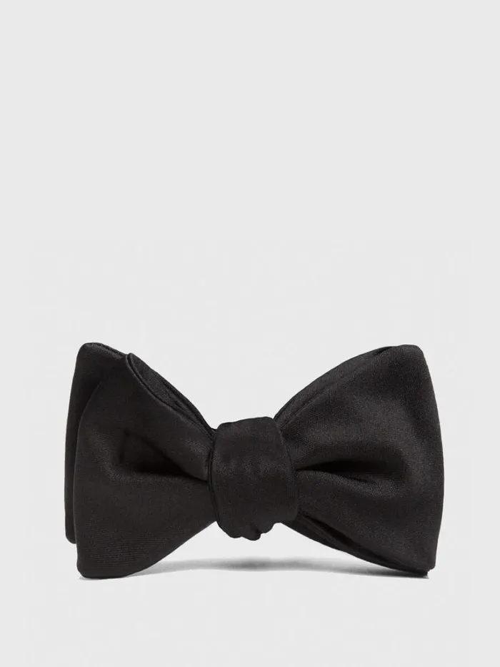Formal Shop Mens Paul Stuart Black Formal Satin Bow Tie Black