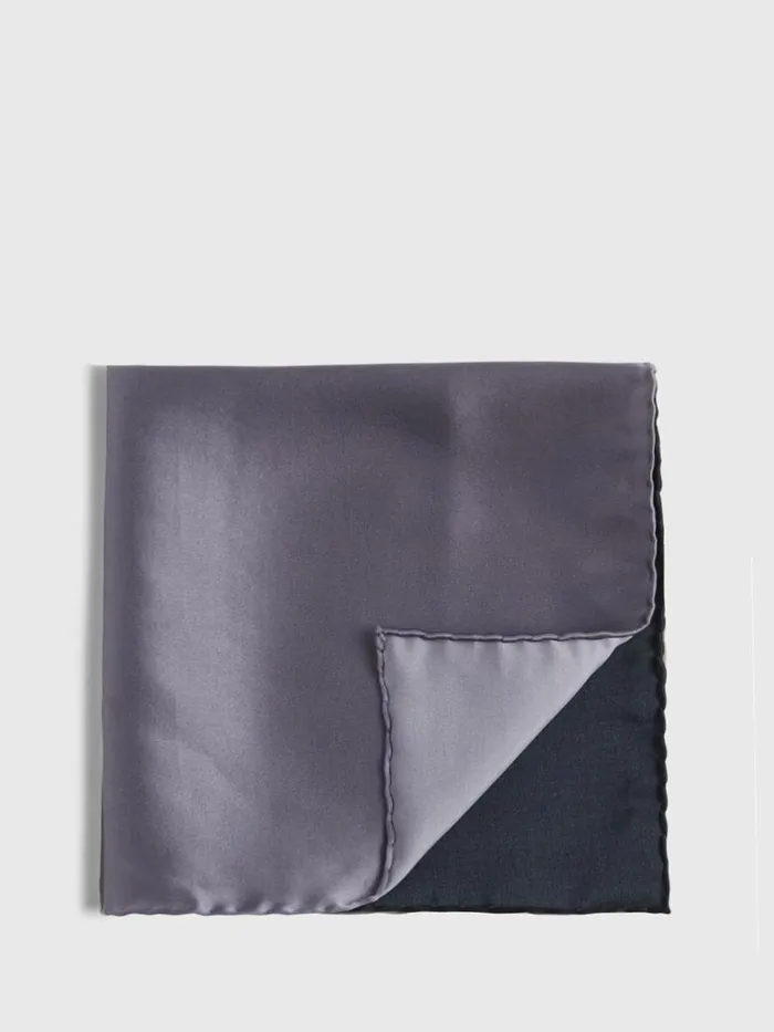 Formal Shop Mens Paul Stuart Four Color Satin Pocket Square Black