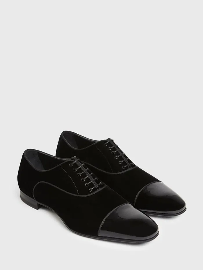 Formal Shop Mens Paul Stuart Hades II Formal LaceUp Black Patent Velvet Gros Grain Formal Shop Mens Paul Stuart Hades II Formal LaceUp Black Patent Velvet Gros Grain