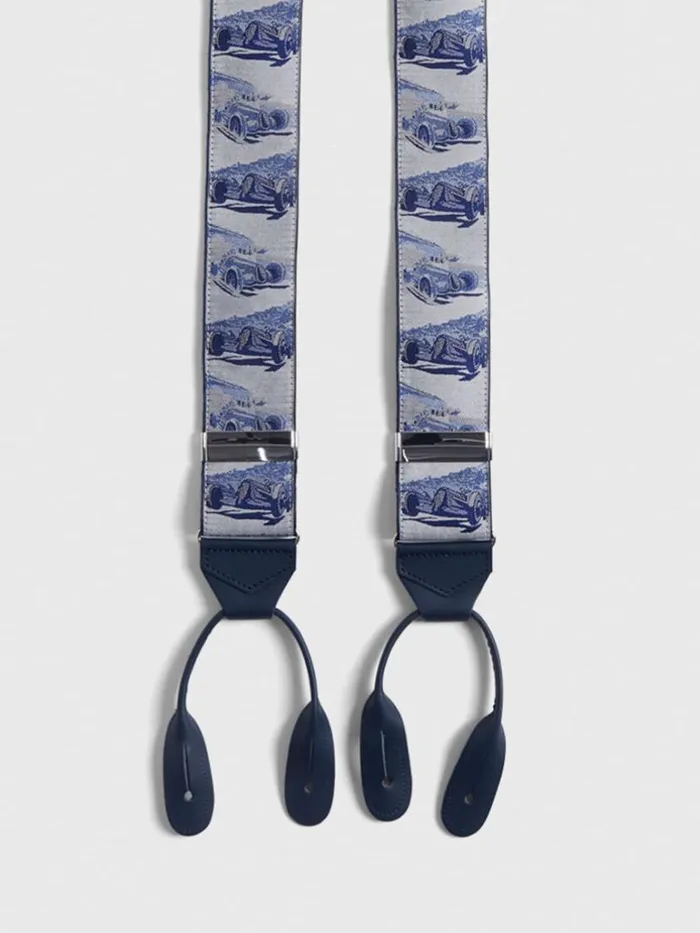 Formal Shop Mens Paul Stuart Monaco Cars Motif Braces Grey Formal Shop Mens Paul Stuart Monaco Cars Motif Braces Grey