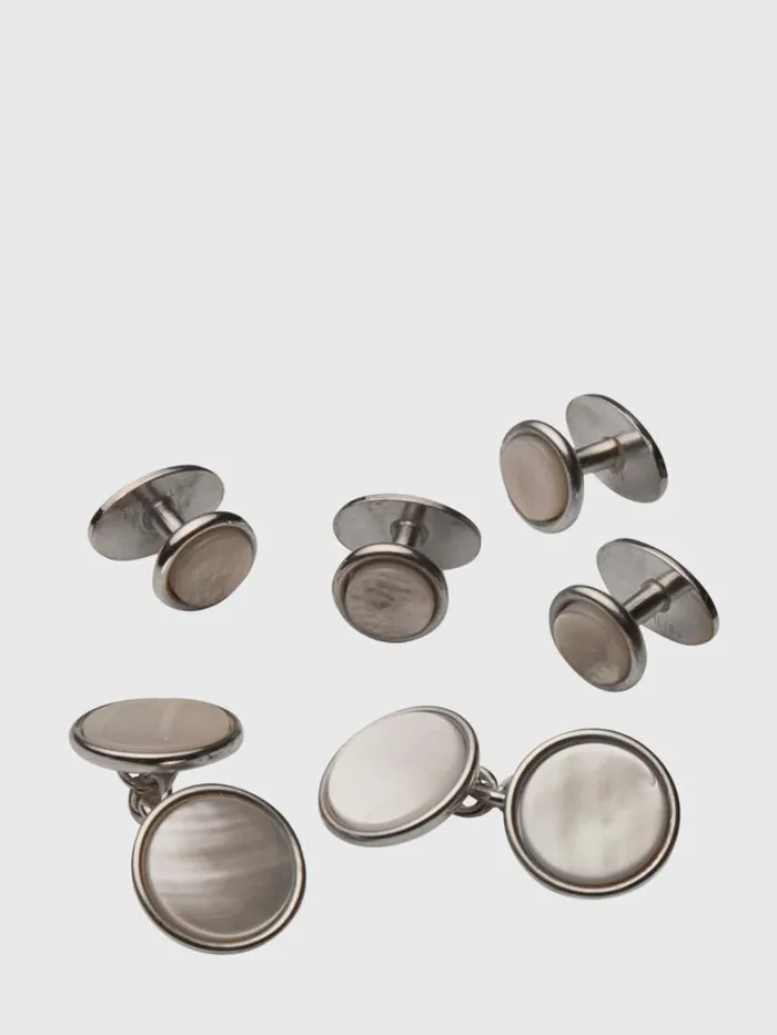 Formal Shop Mens Paul Stuart Mother Of Pearl Formal Set Silver