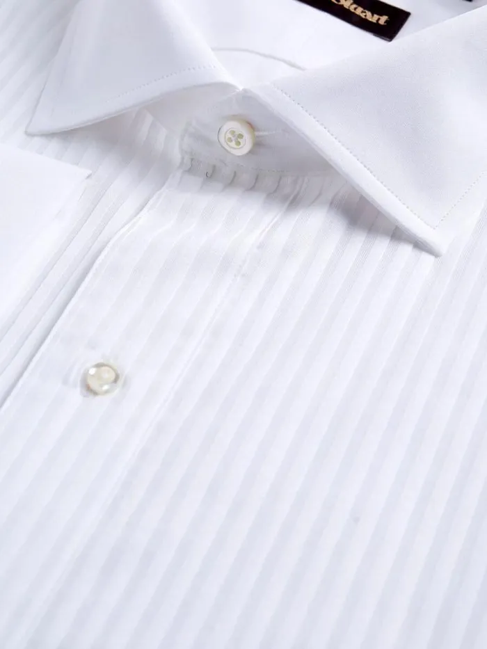 Formal Shop Mens Paul Stuart Narrow Pleat Formal Shirt White