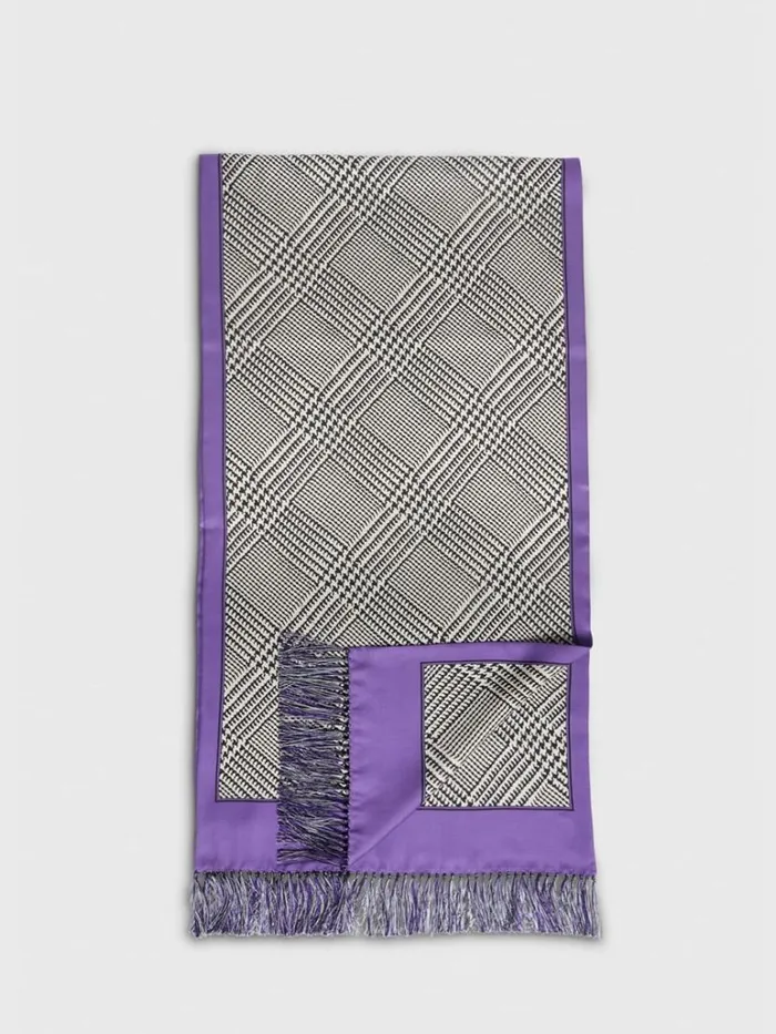 Formal Shop Mens Paul Stuart Plaid Printed Silk Scarf Tan