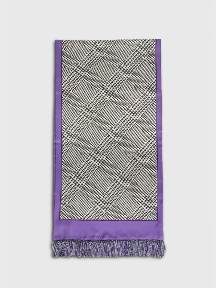 Formal Shop Mens Paul Stuart Plaid Printed Silk Scarf Tan