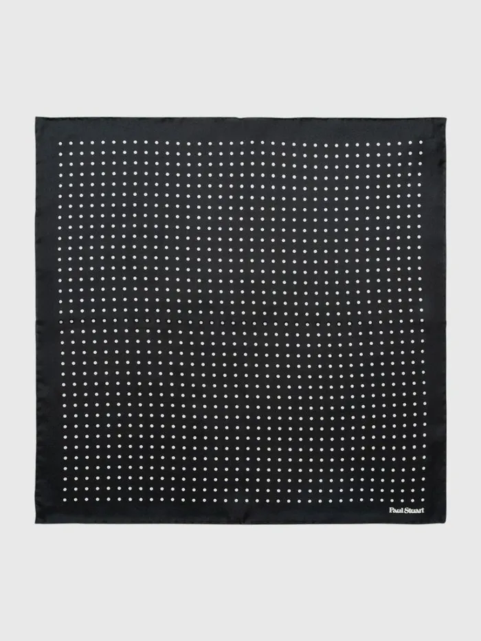 Formal Shop Mens Paul Stuart Printed Silk Dot Pocket Square Blackcream