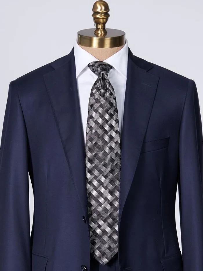 Formal Shop Mens Paul Stuart Silk Jacquard Check Tie Black