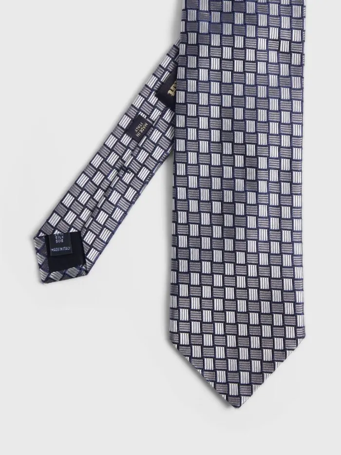 Formal Shop Mens Paul Stuart Silk Jacquard Parquet Tie Charcoal