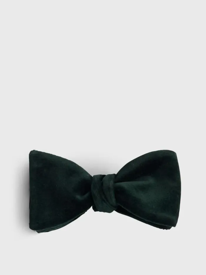 Formal Shop Mens Paul Stuart Stretch Velvet Blunt Edge Bow Tie Black