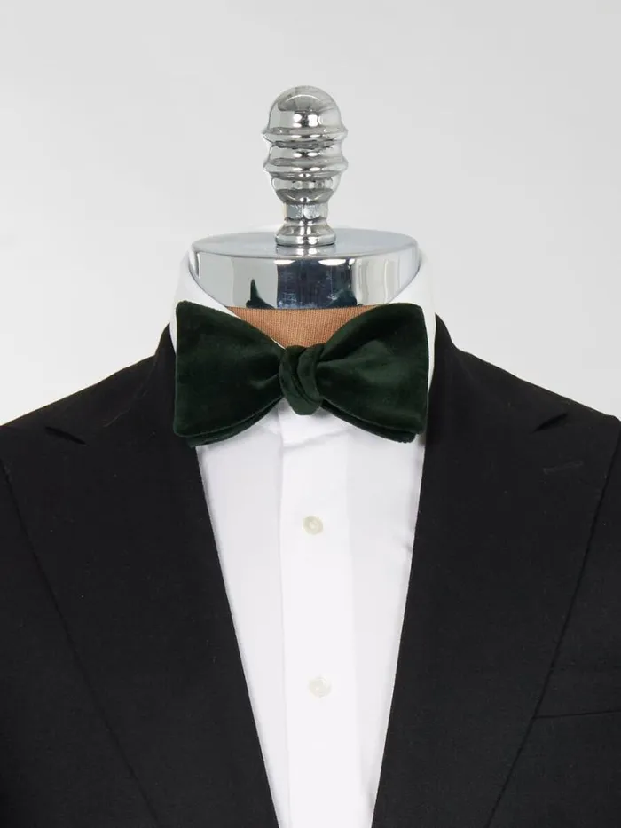 Formal Shop Mens Paul Stuart Stretch Velvet Blunt Edge Bow Tie Black