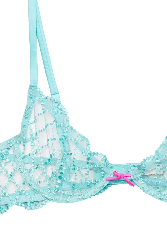 Fuller Cup Bras Lingerie Fleur Du Mal Dotty Grid Demi Bra Bright Jade