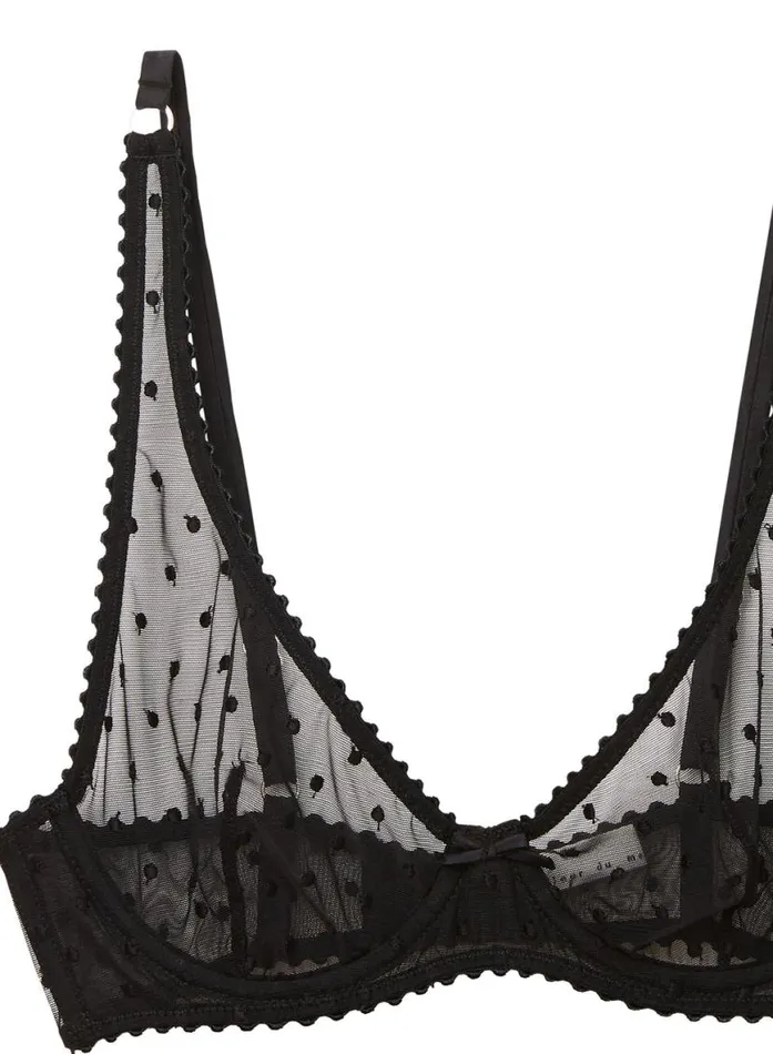 Fuller Cup Bras Lingerie Fleur Du Mal Dotty Tulle Bra Black