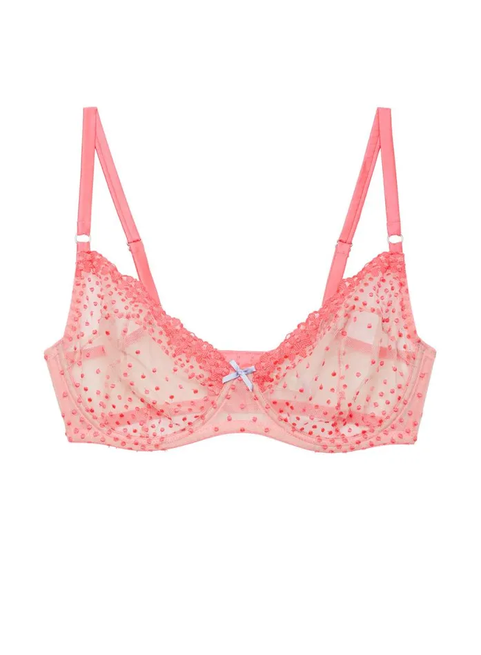 Fuller Cup Bras Lingerie Fleur Du Mal Fuller Cup Dotty Demi Bra Pop Pink