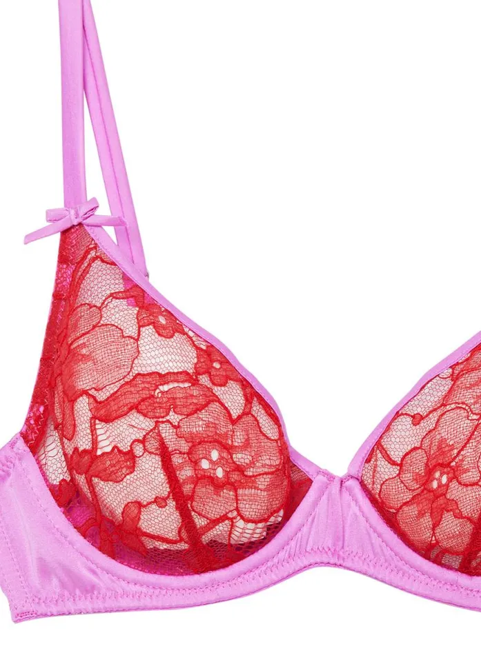 Fuller Cup Bras Lingerie Fleur Du Mal Magnolia Lace Unlined Demi Bra Rouge