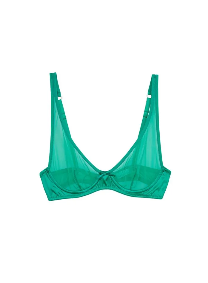 Fuller Cup Bras Lingerie Fleur Du Mal Mesh Demi Bra Emerald
