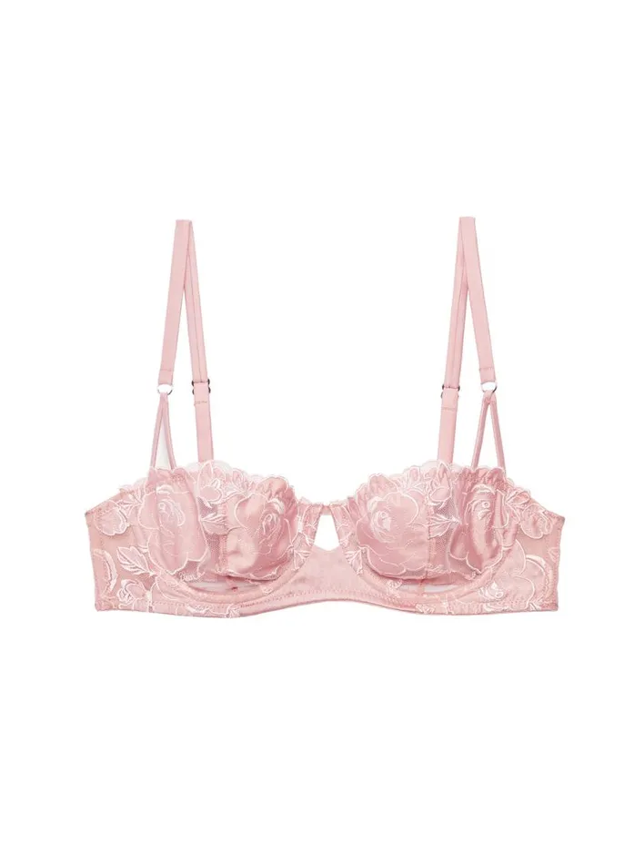Fuller Cup Bras Lingerie Fleur Du Mal Rose Logo Embroidery Balconette Bra Rose Pink