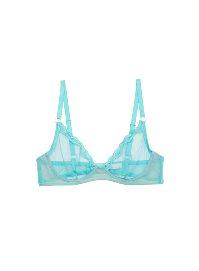 Fuller Cup Bras Lingerie Fleur Du Mal Sheer Tulle Demi Bra Bright Jade