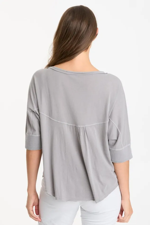 Gardiner Banded Sleeve Top 20 Cotton Grey Pigment Clothing XCVI Tees