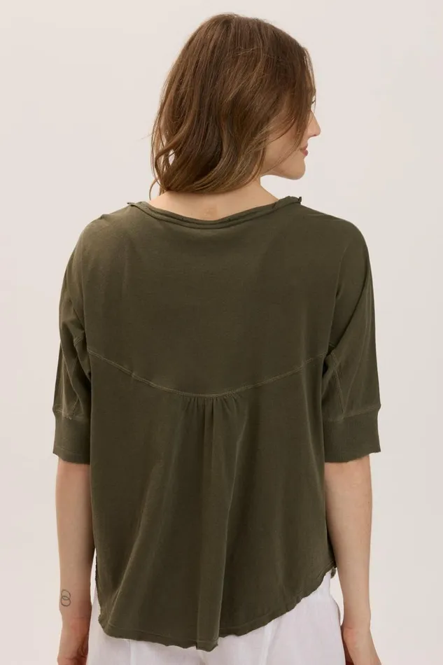 Gardiner Banded Sleeve Top 20 Kombu Pigment Clothing XCVI Tees