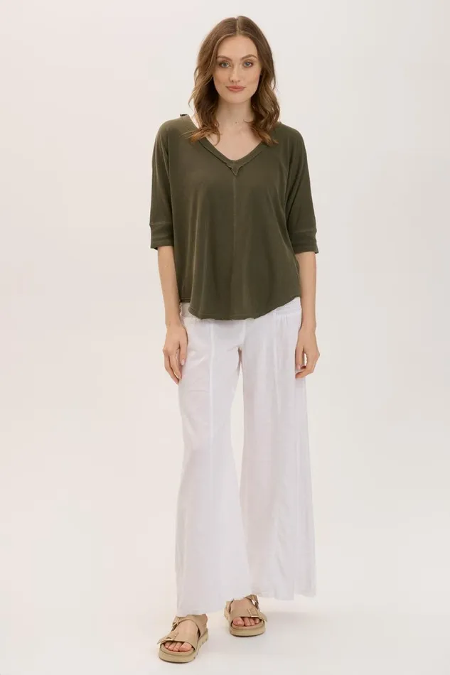 Gardiner Banded Sleeve Top 20 Kombu Pigment Clothing XCVI Tees
