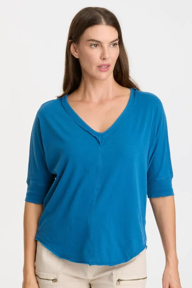 Gardiner Banded Sleeve Top 20 Poseidon Pigment Clothing XCVI Tees
