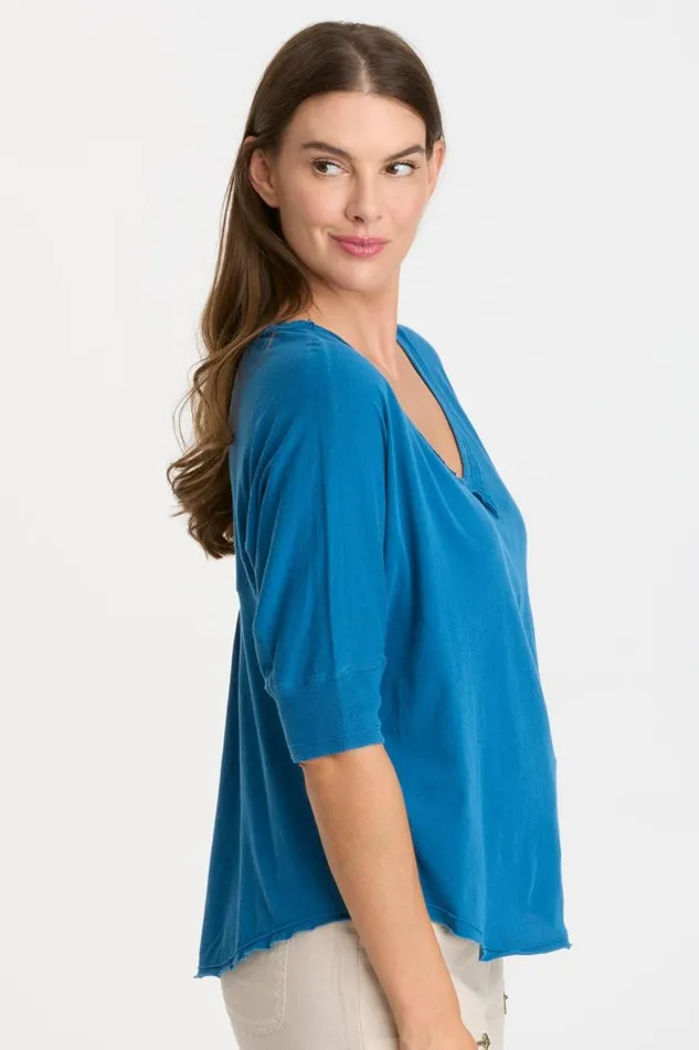 Gardiner Banded Sleeve Top 20 Poseidon Pigment Clothing XCVI Tees