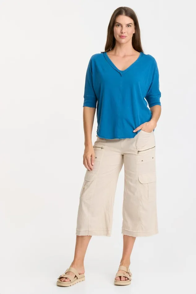 Gardiner Banded Sleeve Top 20 Poseidon Pigment Clothing XCVI Tees
