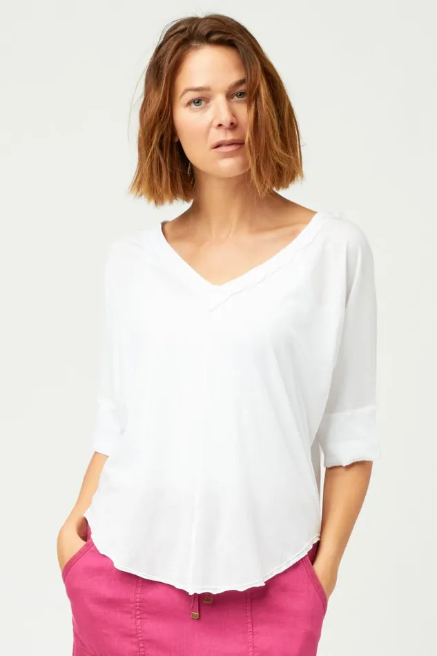 Gardiner Banded Sleeve Top White Clothing XCVI Tees