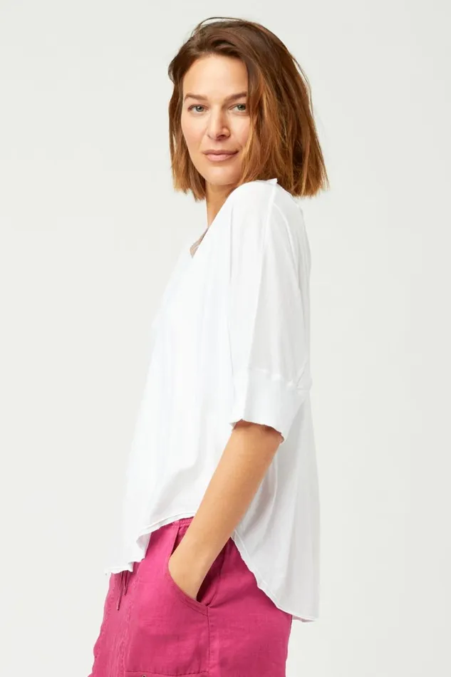 Gardiner Banded Sleeve Top White Clothing XCVI Tees