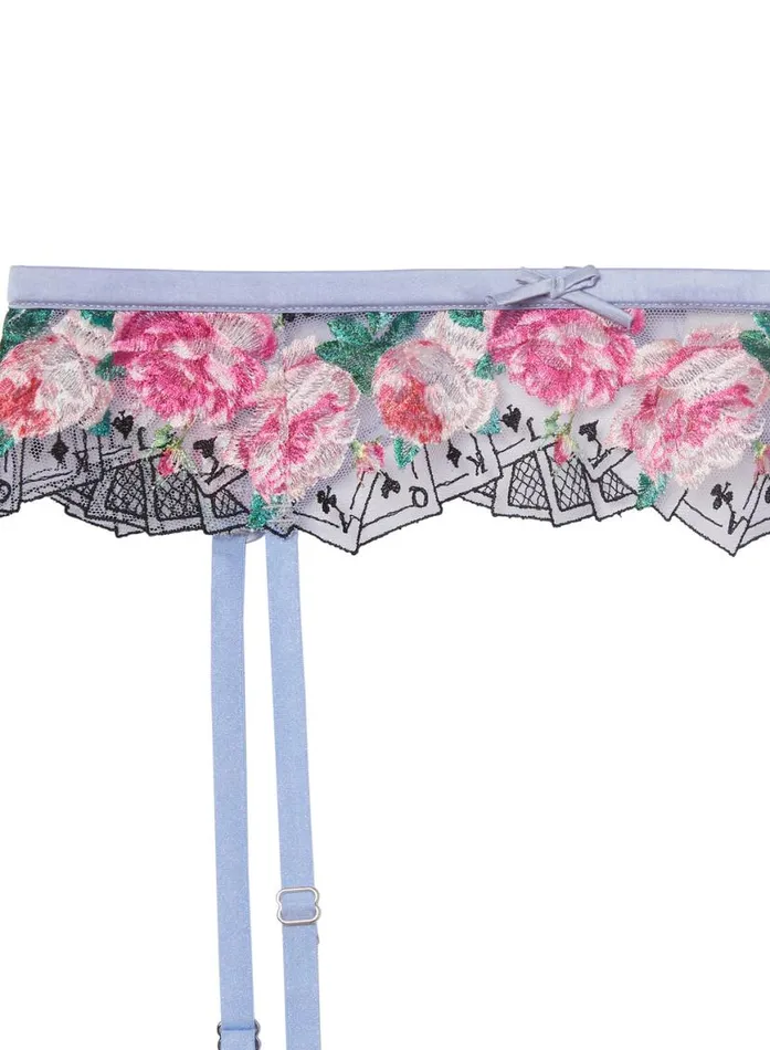 Garters and Belts Lingerie Fleur Du Mal Card Embroidery Garter Pastel Sky