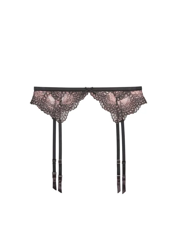Garters and Belts Lingerie Fleur Du Mal Chain Embroidery Garter Black