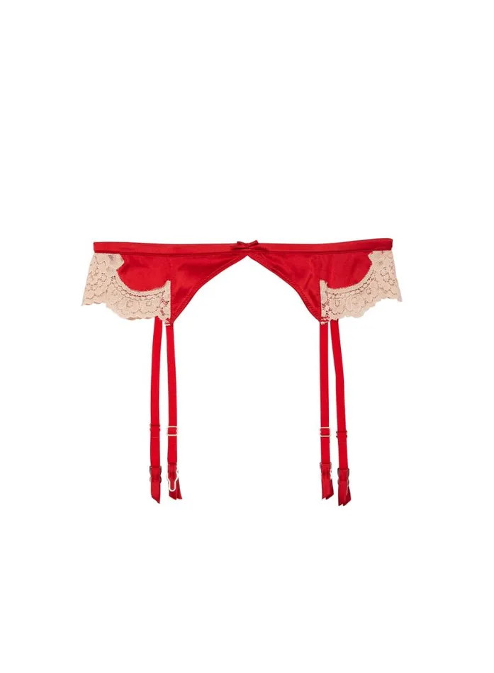 Garters and Belts Lingerie Fleur Du Mal James Lace Garter Rouge