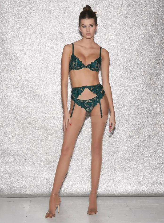 Garters and Belts Lingerie Fleur Du Mal Lily Embroidery Garter Belt Evergreen Garters and Belts Lingerie Fleur Du Mal Lily Embroidery Garter Belt Evergreen