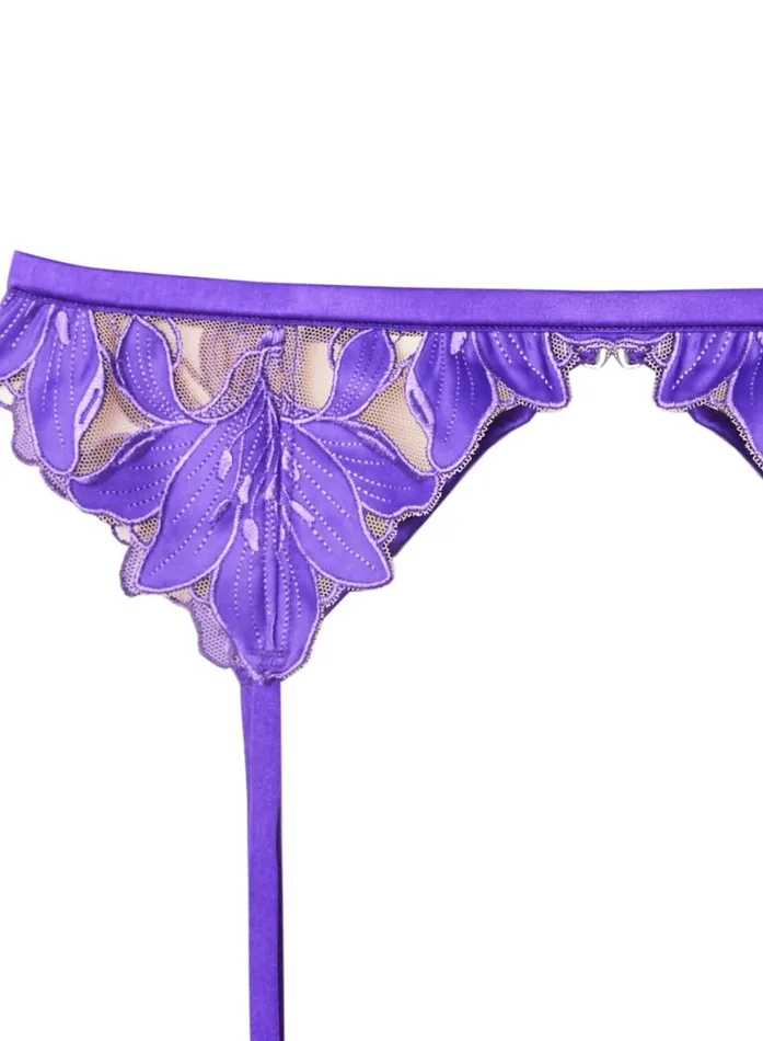 Garters and Belts Lingerie Fleur Du Mal Lily Embroidery Garter Belt Pansy