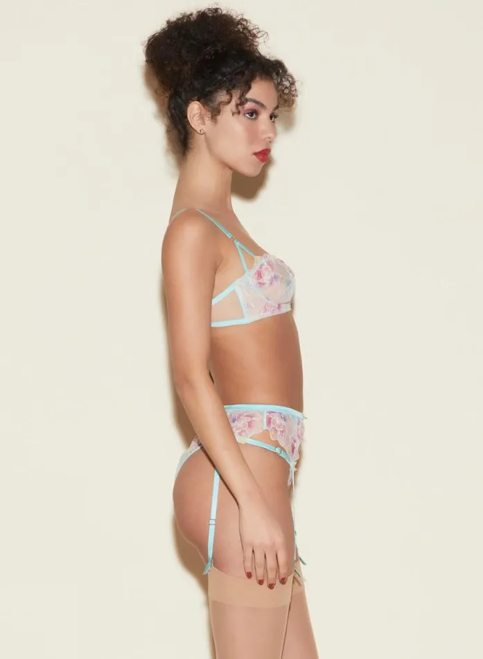 Garters and Belts Lingerie Fleur Du Mal Pixie Embroidery Garter Fresh Mint