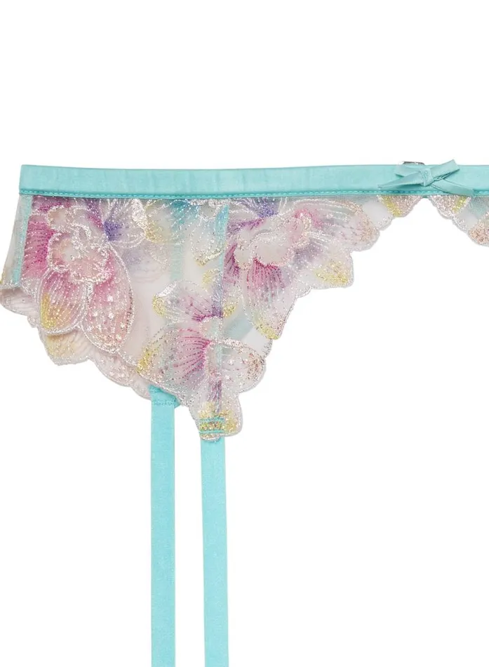 Garters and Belts Lingerie Fleur Du Mal Pixie Embroidery Garter Fresh Mint