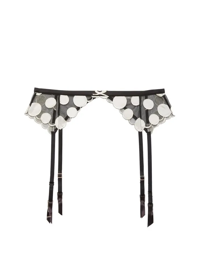 Garters and Belts Lingerie Fleur Du Mal Polka Dot Embroidery Garter Belt Black