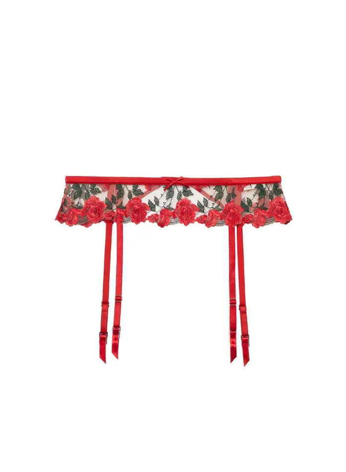 Garters and Belts Lingerie Fleur Du Mal Roses and Thorns Garter Rouge