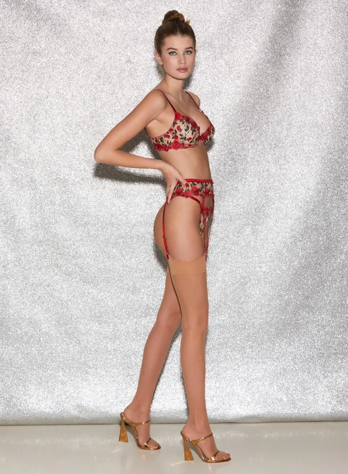 Garters and Belts Lingerie Fleur Du Mal Roses and Thorns Garter Rouge